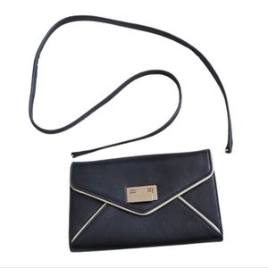 Kate Space Black White Pebbled Leather Smaller Crossbody Bag Clutch Wristlet